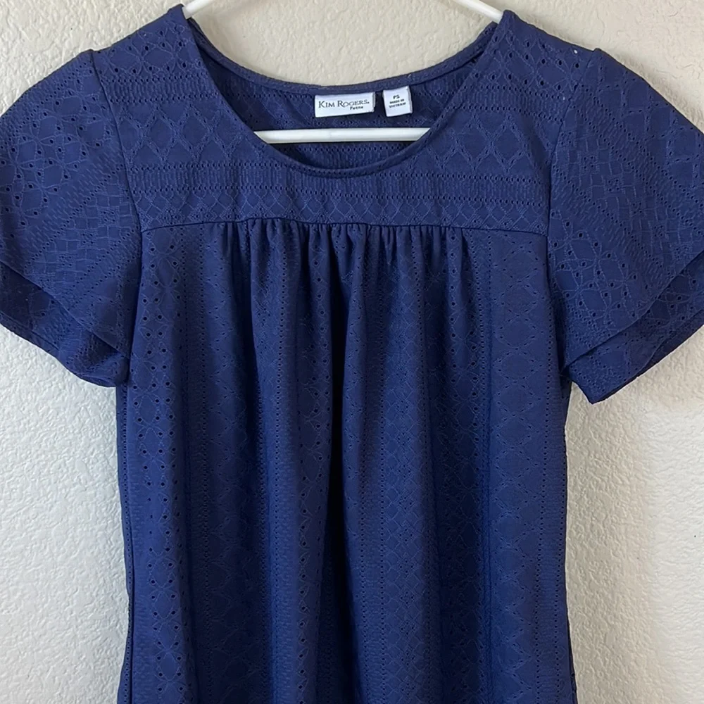 Kim Rogers Navy Blue Crochet Top